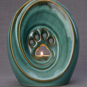 Pulvis Art Paw Print Urn oily green